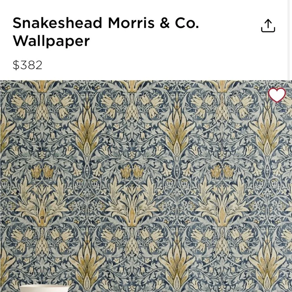 William Morris Co Snakeshead Wallpaper Indigo/Cumin 1 Roll